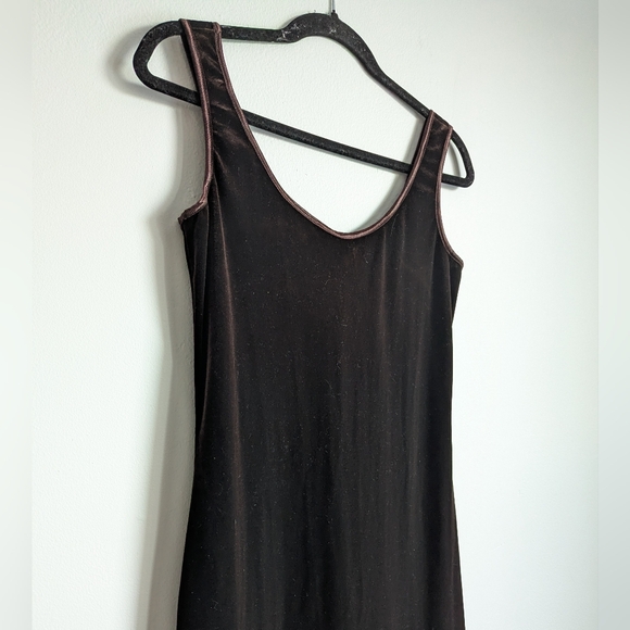 Vintage Mica Brown Velvet Whimsygoth Fitted Maxi Dress Size 6 Elegant - Picture 4 of 7